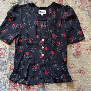 Rouje Paris Momo Puff Sleeve Top Size Small